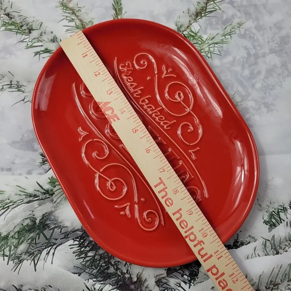 NWOT Hallmark Fresh Baked Cookies Red Serving Platter